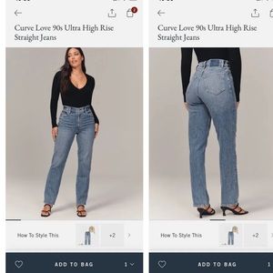 Abercrombie curve love ultra high rise straight jeans 28